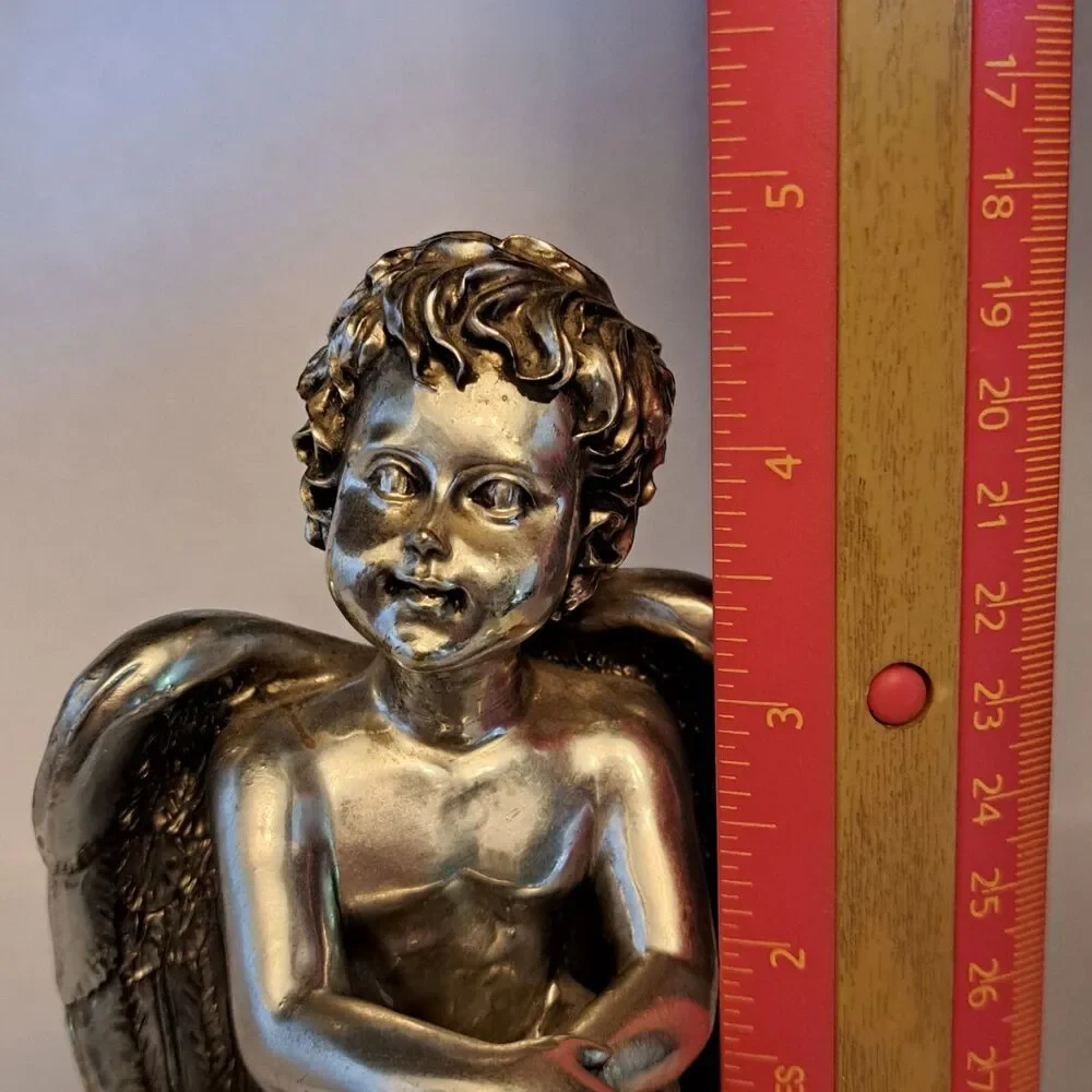 Vintage Noble Art Angel Silver Tone Tall Candle Holder 5 Inch